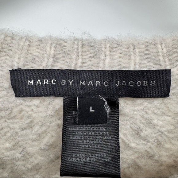 Marc by Marc Jacobs || Connolly Gray Stripe Cable Knit Wool Sweater Large - Picture 6 of 9
